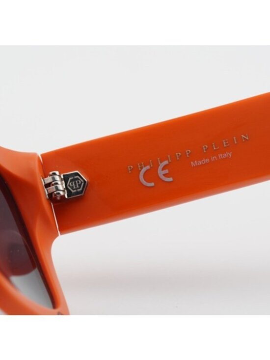 Philipp Plein SPP042W V47F Sunglasses Orange Square Frame, Grey Lenses